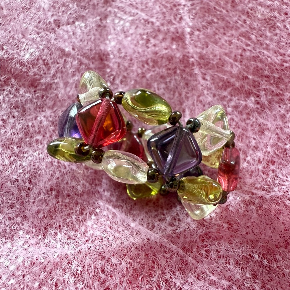 New Handmade Multicolour Glass Beads Ring